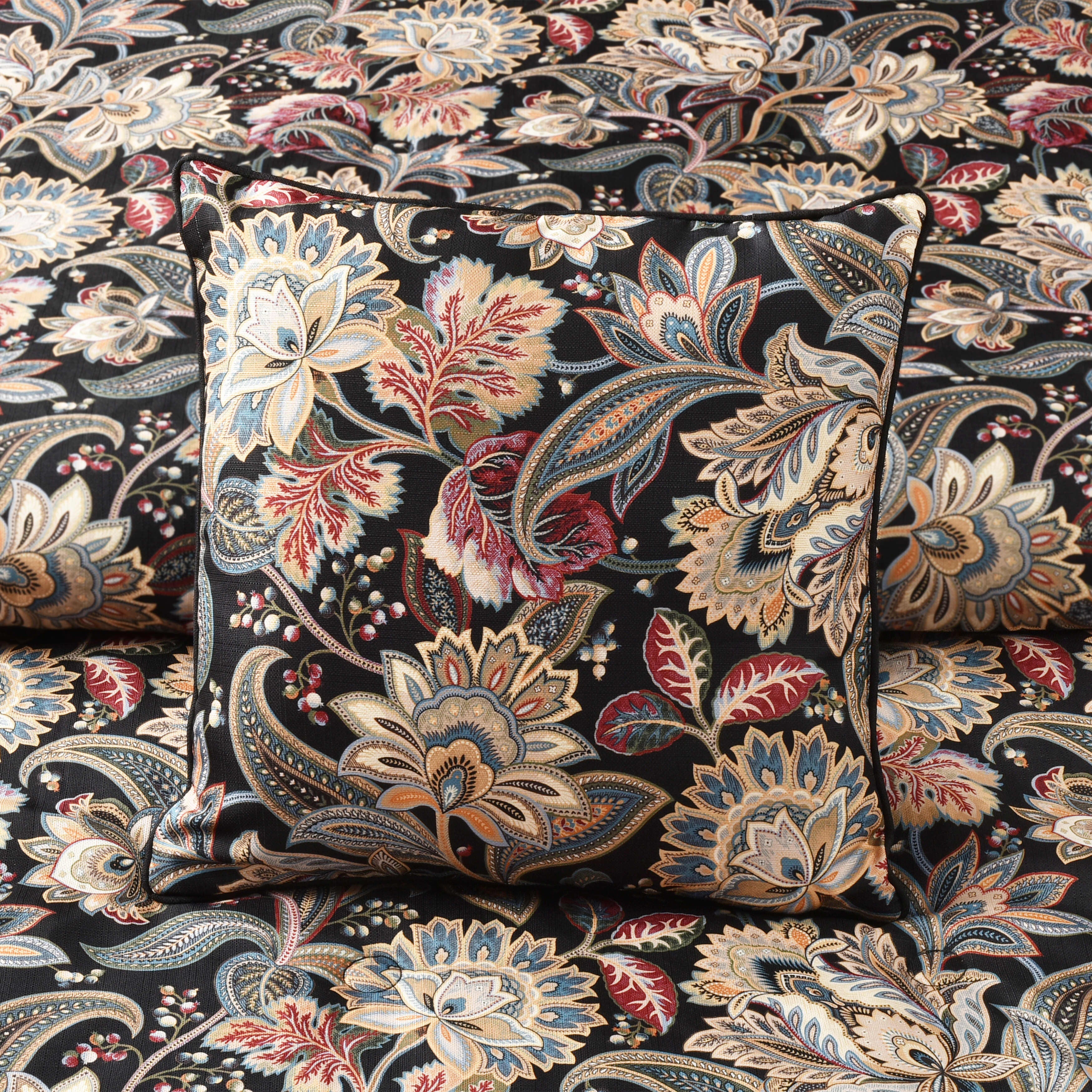 Calabria 20 Inch Square Decorative Throw Pillow, BLACK, alternate image number null