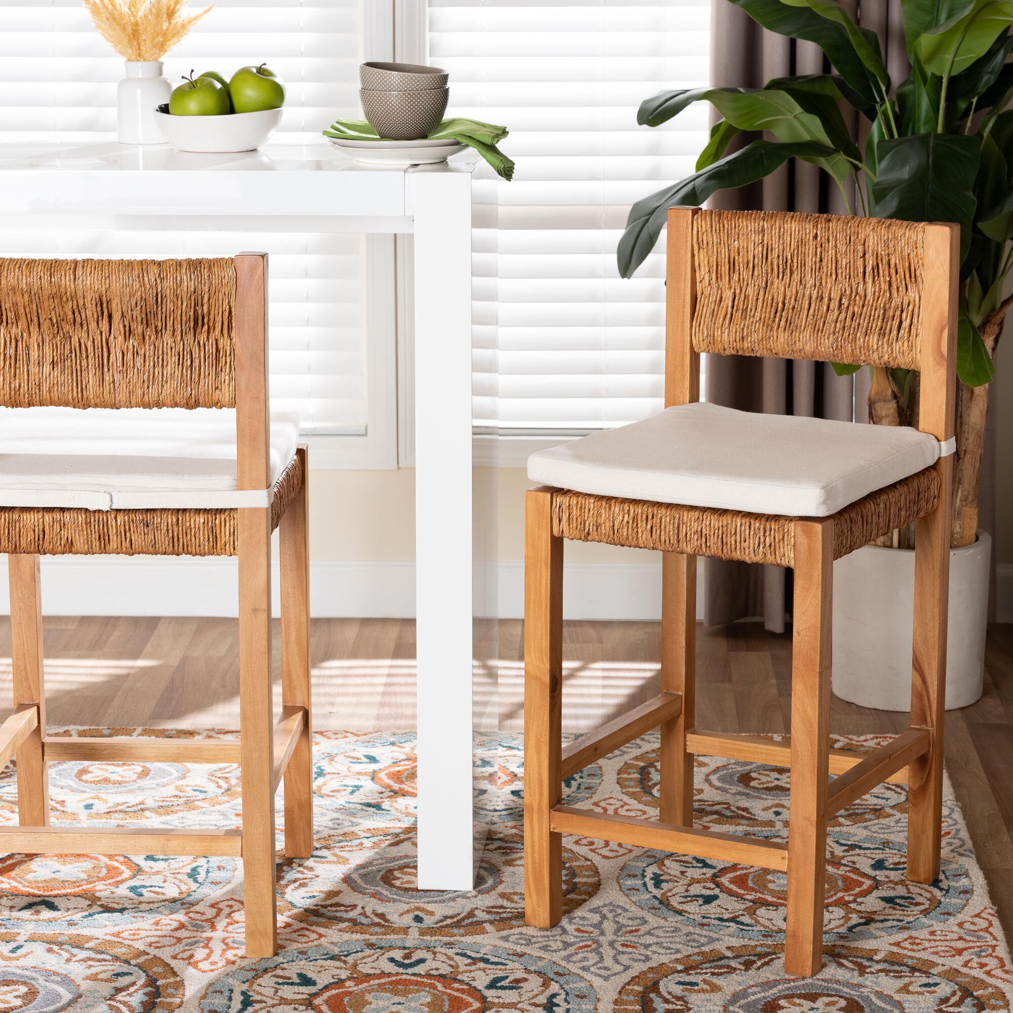 Pava Woven Seagrass Counter Stool, HONEY, hi-res image number 0