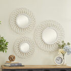 Set Of 3 White Wood Traditional Wall Mirror, , alternate image number null