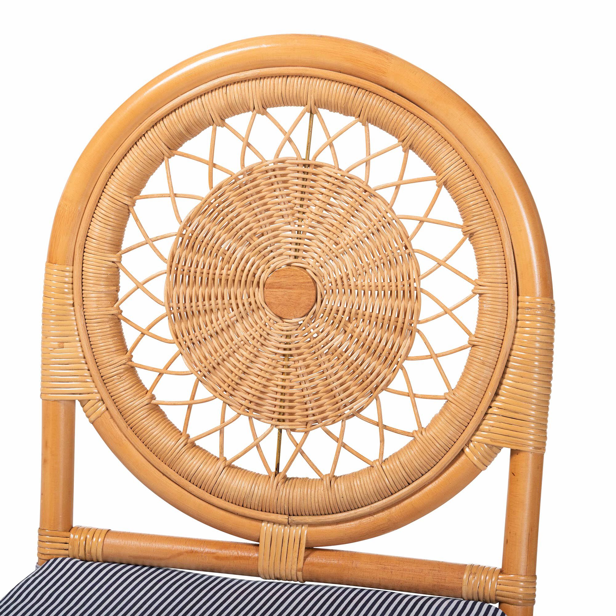 Oberon Natural Rattan Dining Chair with Cushion, HONEY, alternate image number 5