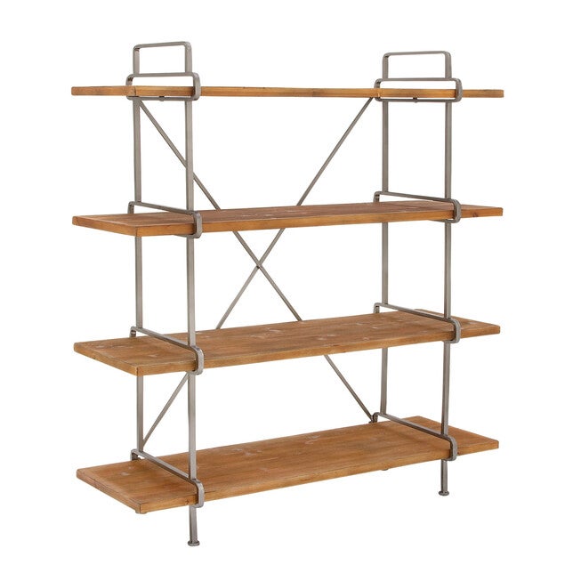 Dark Brown Wood Industrial Shelving Unit, 67 inches x 43 inches x 16 inches, , on-hover image number 1