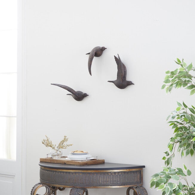 Set Of 3 Brown Resin Farmhouse Birds Wall Décor, , alternate image number 11