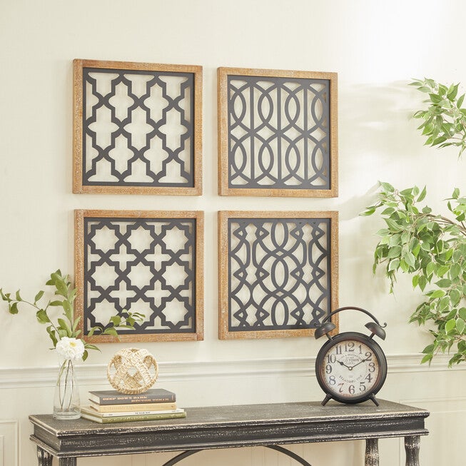 Set Of 4 Black Wood Contemporary Wall Decor, , alternate image number 6