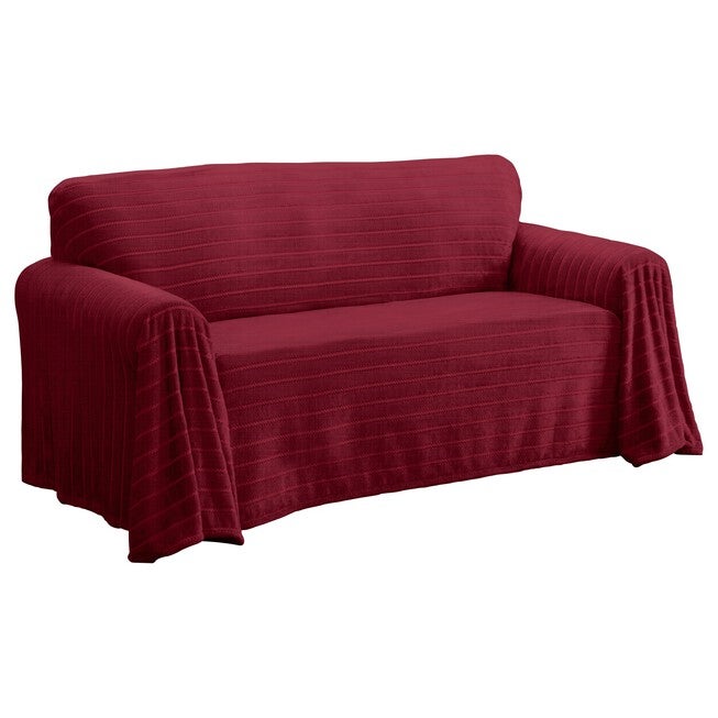 Nolan Plush Cozy Sofa Throw Furniture Cover, BURGUNDY, hi-res image number null
