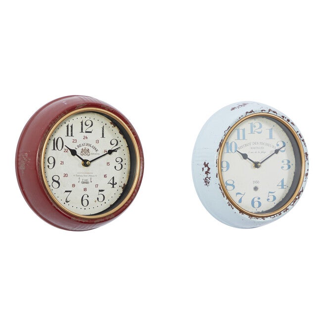 Set Of 2 White Metal Vintage Wall Clock, , alternate image number 2