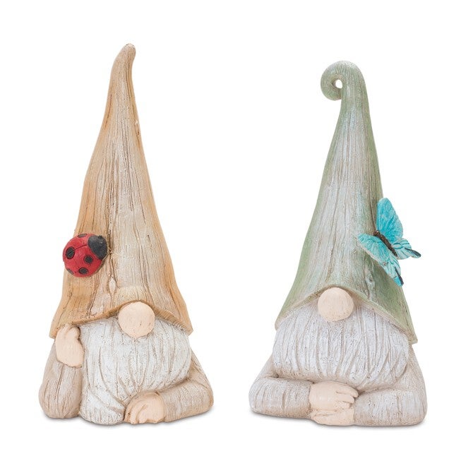 Gnome (Set of 2) 10 inchesH Resin, GREEN/ORANGE, hi-res image number 0