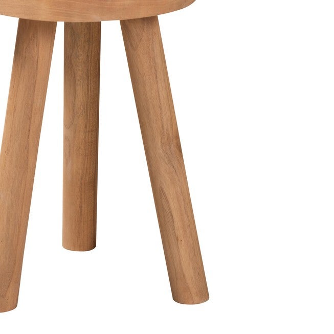 Terah Mid-Century Modern Natural Brown Teak Wood Ottoman Footstool, , alternate image number null