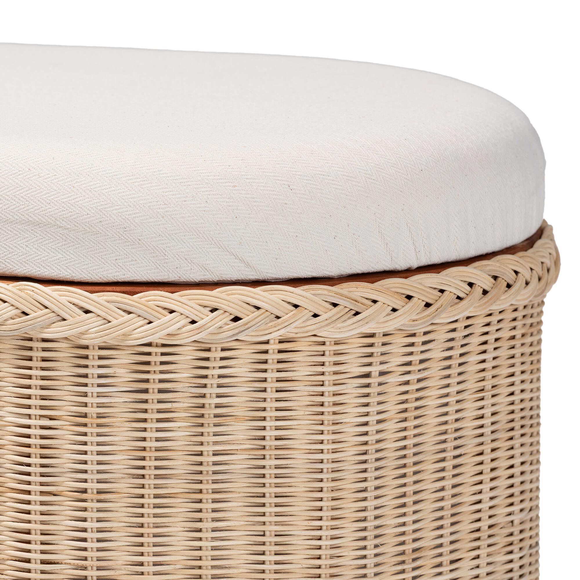 Barid Braided Natural Rattan Storage Bench, Oval, NATURAL, alternate image number 5