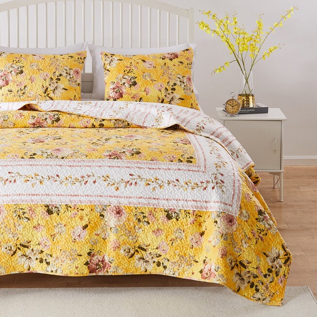 Finley Yellow Quilt Set, YELLOW, hi-res image number 0