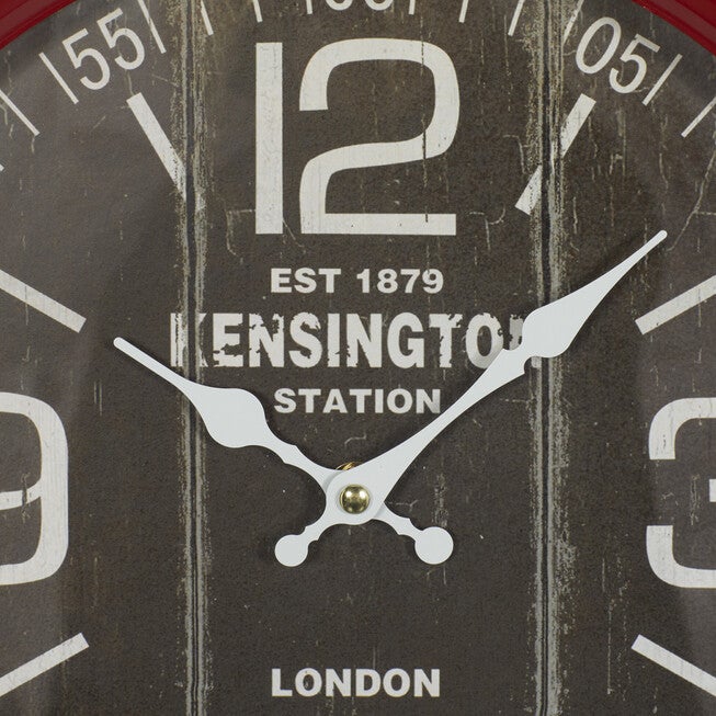 Round Red Wood Kensington Station Wall Clock, , alternate image number 4