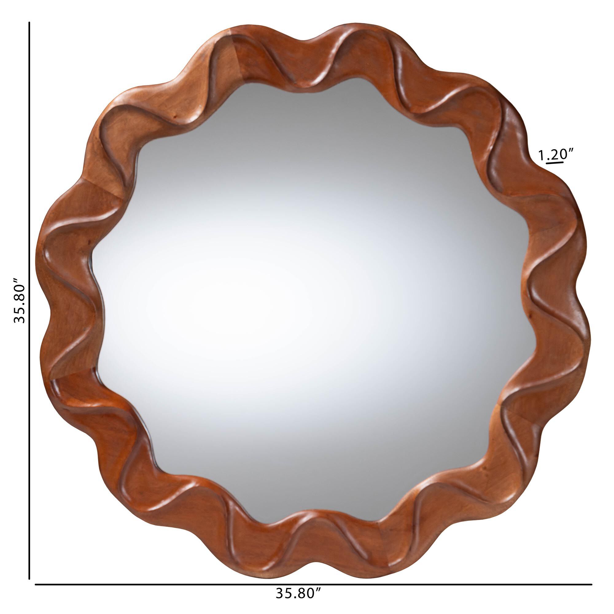 Bahati Round Wall Mirror with Sculpted Wavy Frame | King Size