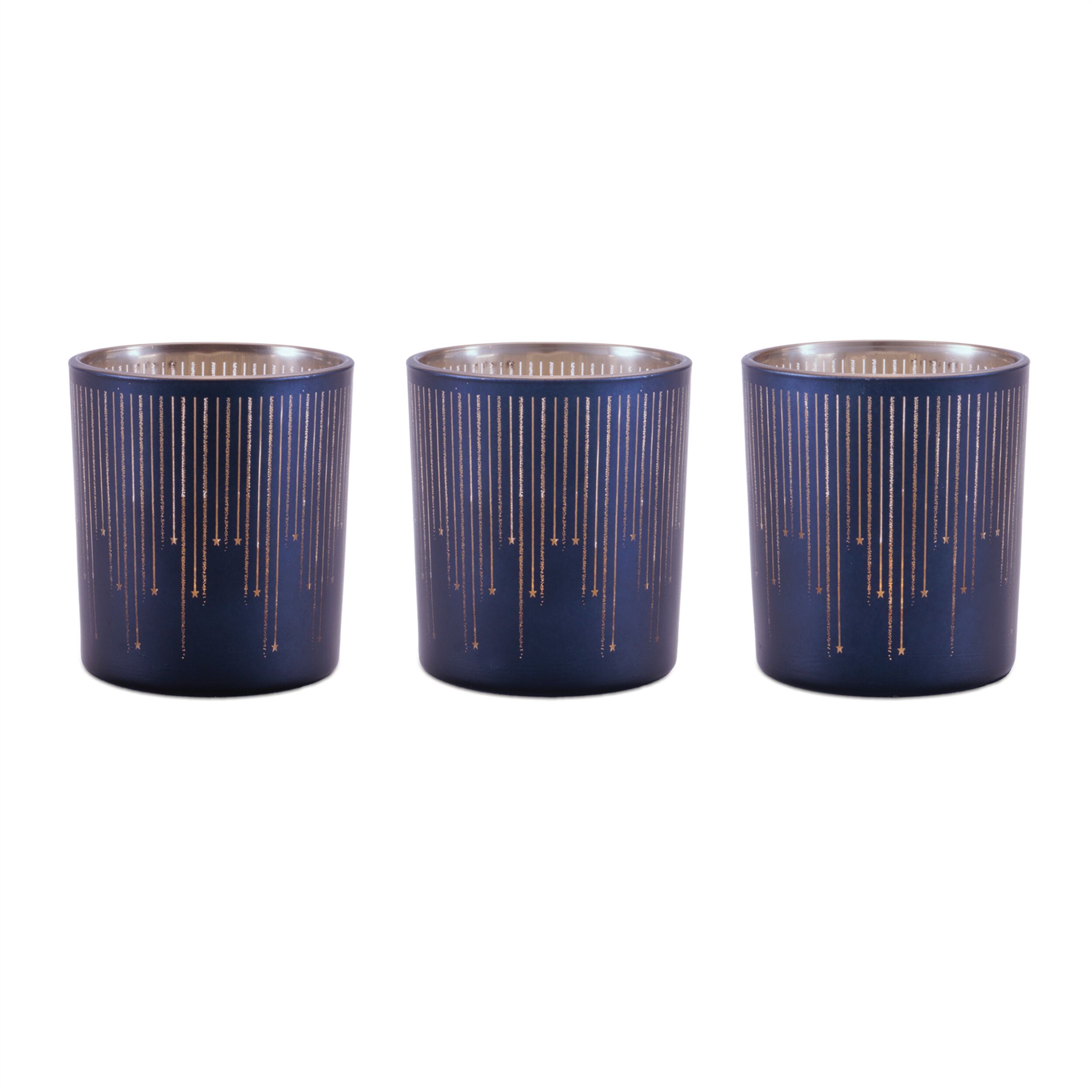 Patterned Glass Votive Holder (Set of 3), BLUE, hi-res image number 0