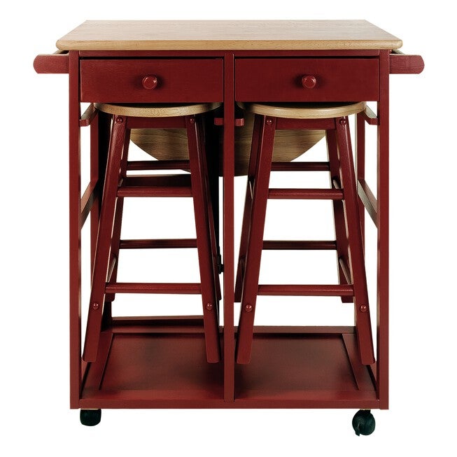 Breakfast Cart with Drop-Leaf Table-Red, , alternate image number 5