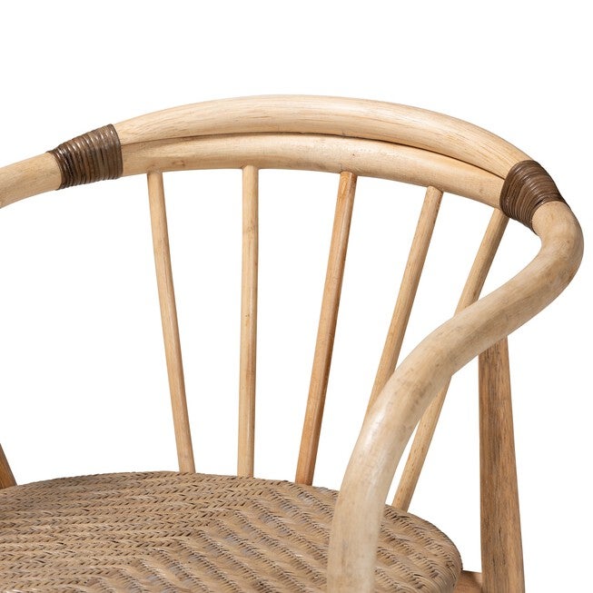 Kyoto Modern Bohemian Natural Brown Rattan 2-Piece Dining Chair Set, , alternate image number 4