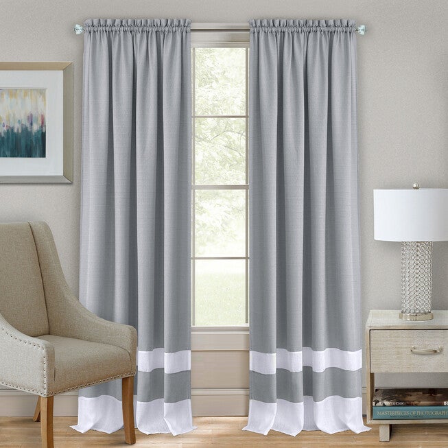 Darcy Window Rod-Pocket Panel, GREY WHITE, hi-res image number 0