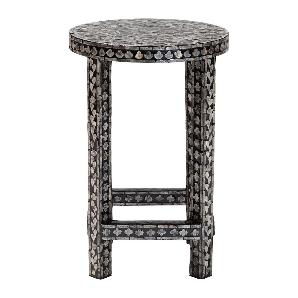 Round mosaic end table shown from front view