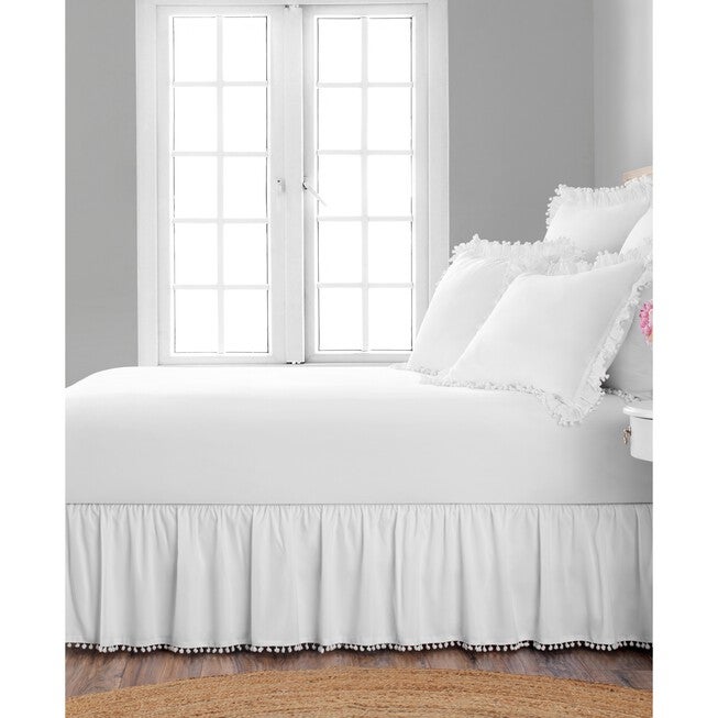 Belles & Whistles Pom Pom Trim 15 inches Drop Bed Skirt, , on-hover image number 1
