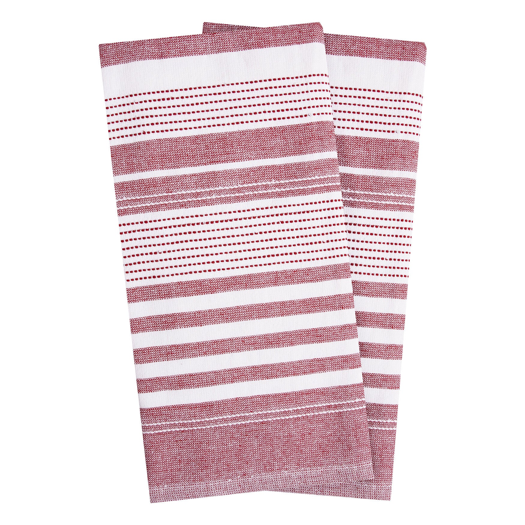 Skipping Stripe Dual Kitchen Towels, Set Of 2, PAPRIKA, hi-res image number 0