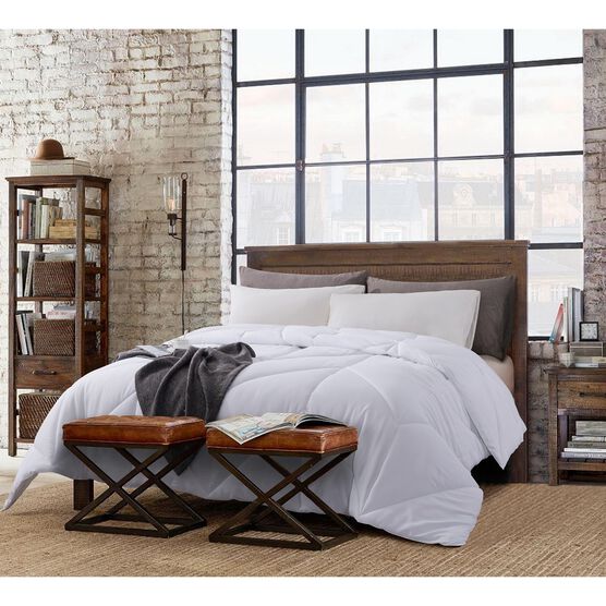 Chevron Stitch Down Alternative Comforter, White, WHITE, hi-res image number null