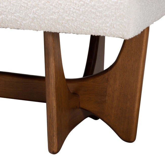 Theo Japandi Cream Boucle Fabric And Walnut Brown Finished Wood Bench, , alternate image number null