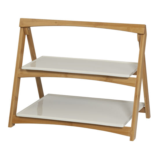 Table Styles Folding Two Tier Server, WHITE NATURAL, hi-res image number null
