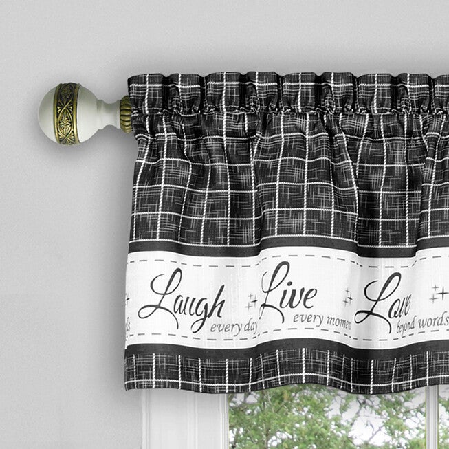 Live, Love, Laugh Window Curtain Tier Pair and Valance Set - 58x24, , alternate image number null
