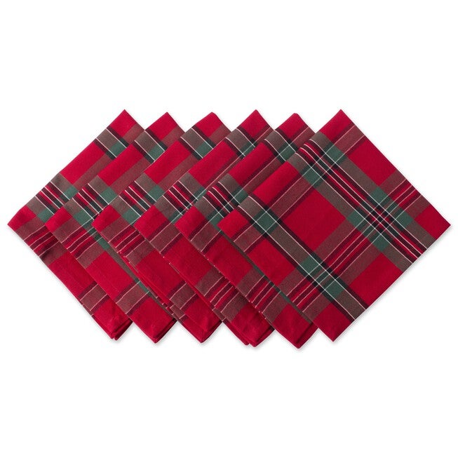 Holiday Plaid Napkin, Set of 6, RED, hi-res image number null