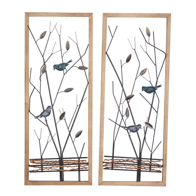 Set Of 2 Black Metal Farmhouse Wall Decor, BLACK, hi-res image number 0