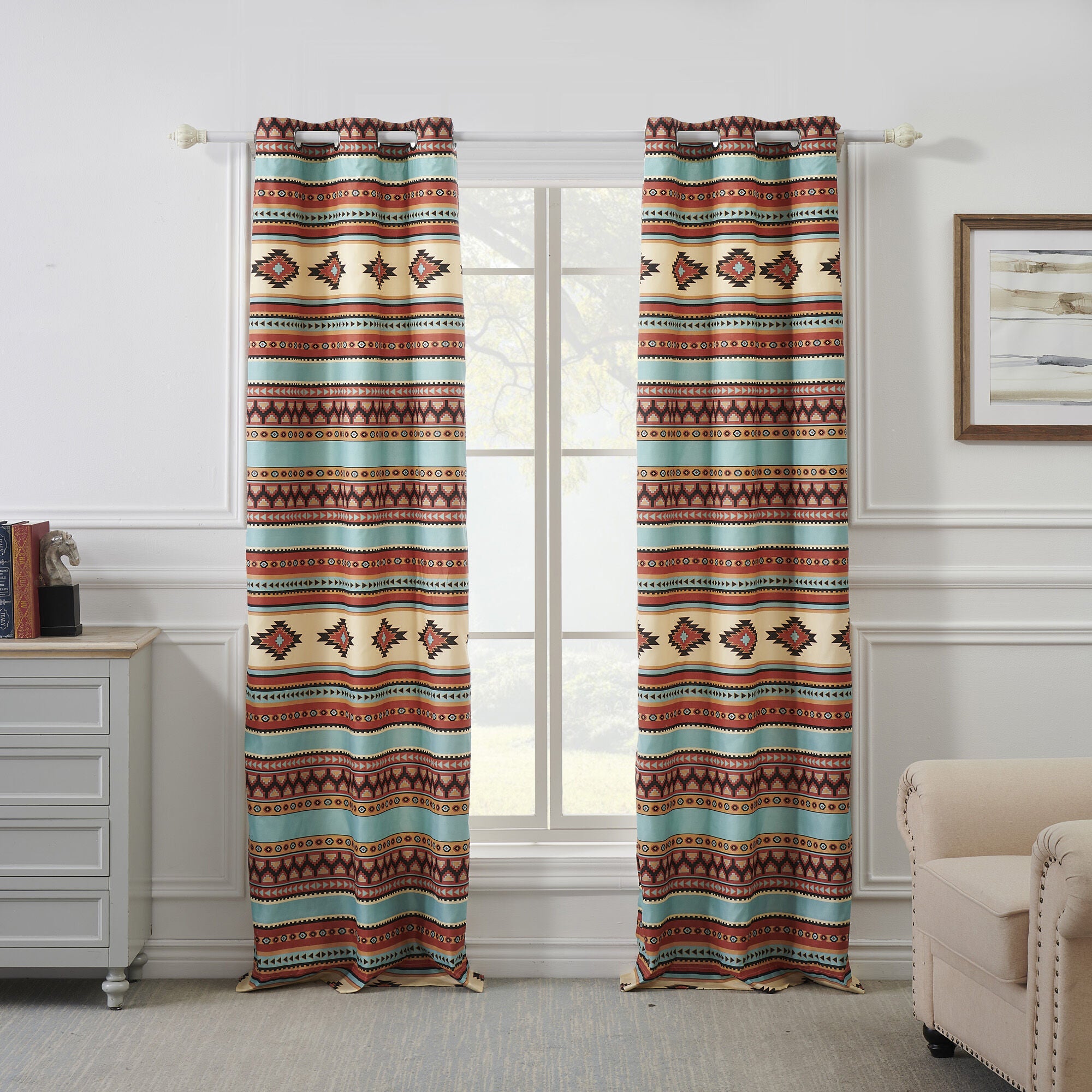Greenland Home Fashions&trade; Red Rock Window Curtain Panels, Set of 2, CLAY, alternate image number 1