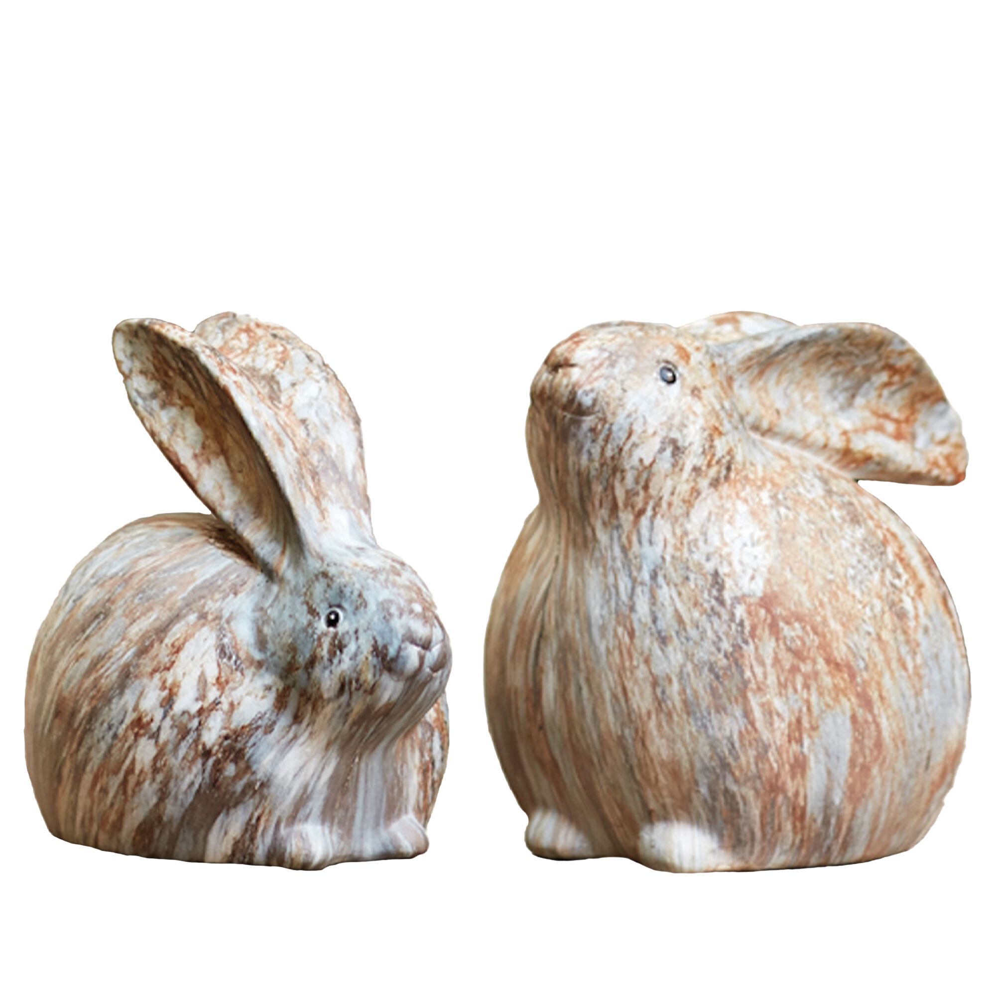 Rabbit (Set of 2) 6 inchesH Resin, WHITE/GREY/BROWN, hi-res image number 0