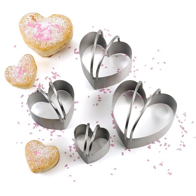 Heart Stainless Steel Biscuit Cutters, Set 4, GRAY, hi-res image number null