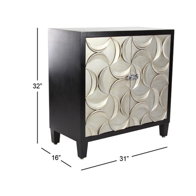 Modern Rectangular Black Wooden Crescent Moon Cabinet, 32 inchesH x 31 inchesL x 16 inchesW, , alternate image number 9