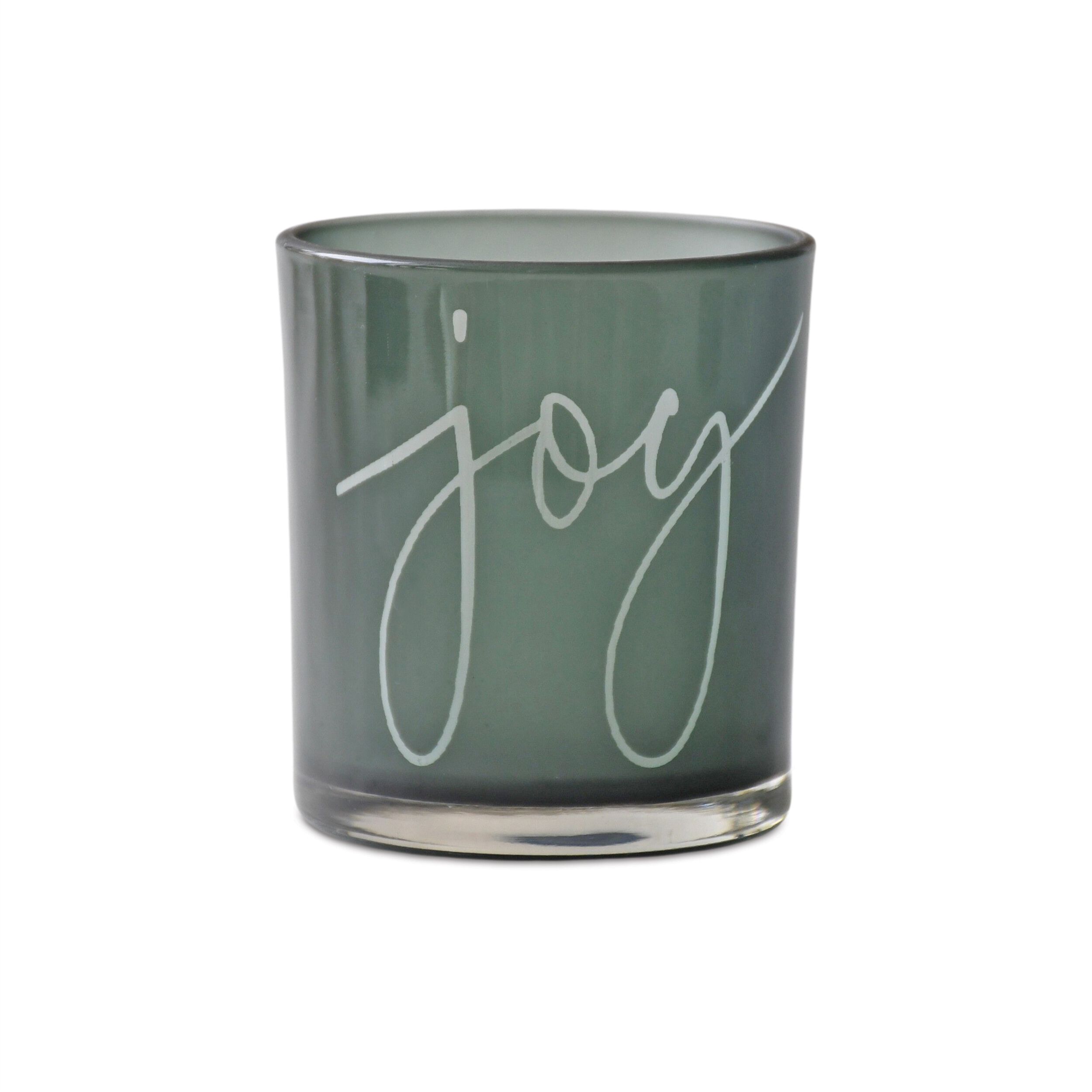Green Glass Joy Candle Holder (Set of 3), GREEN, alternate image number 2