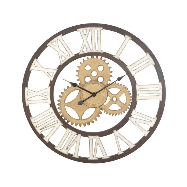 Brown Industrial Metal Wall Clock, , alternate image number 2