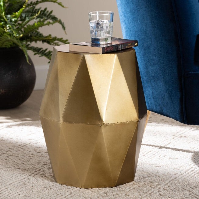 Salman Geometric Bronze Metal Accent Table, BRONZE, hi-res image number null