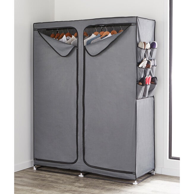 23 inchesD Oversized Double Wardrobe with Shoe Storage, GRAY, hi-res image number null