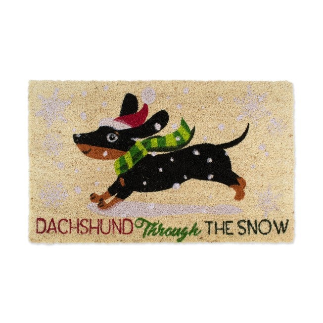 Dachshund Through The Snow Doormat, BLACK, hi-res image number 0