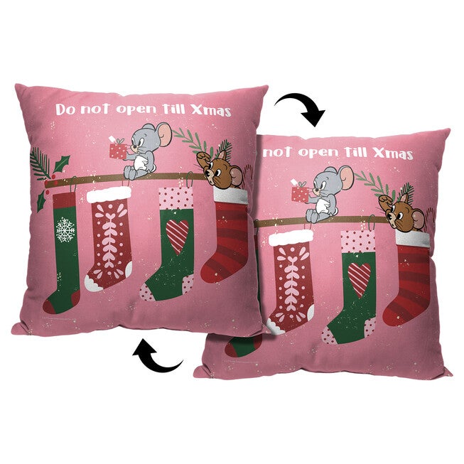 Wb Tom And Jerry Don’T Open Till Xmas 18X18 Printed Throw Pillow, O, hi-res image number 0