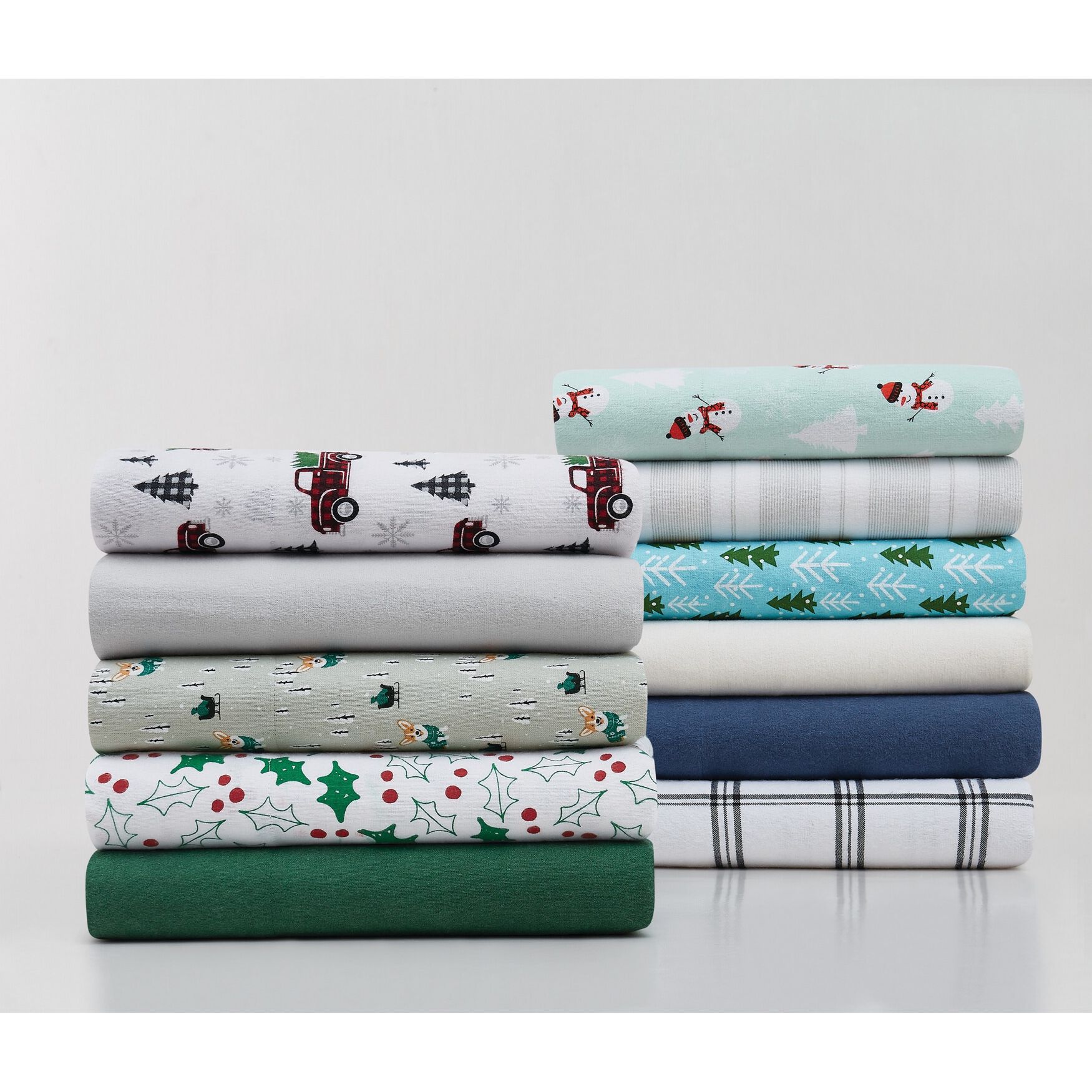 Corgi Snowday Flannel Sheet Set, , on-hover image number 1