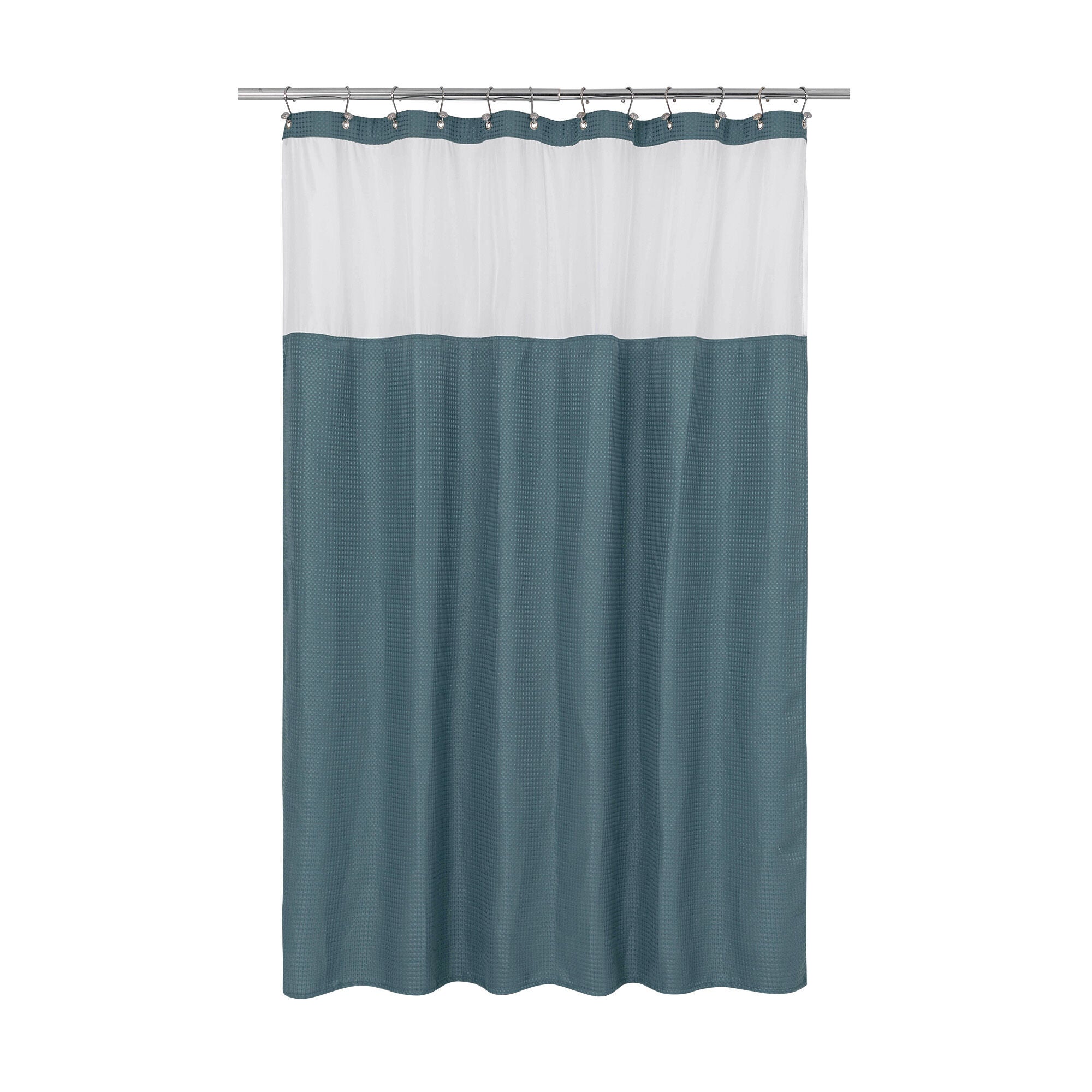 Dobby Waffle Shower Curtain with Snap-in Liner, Hooks included, TEAL, alternate image number 5