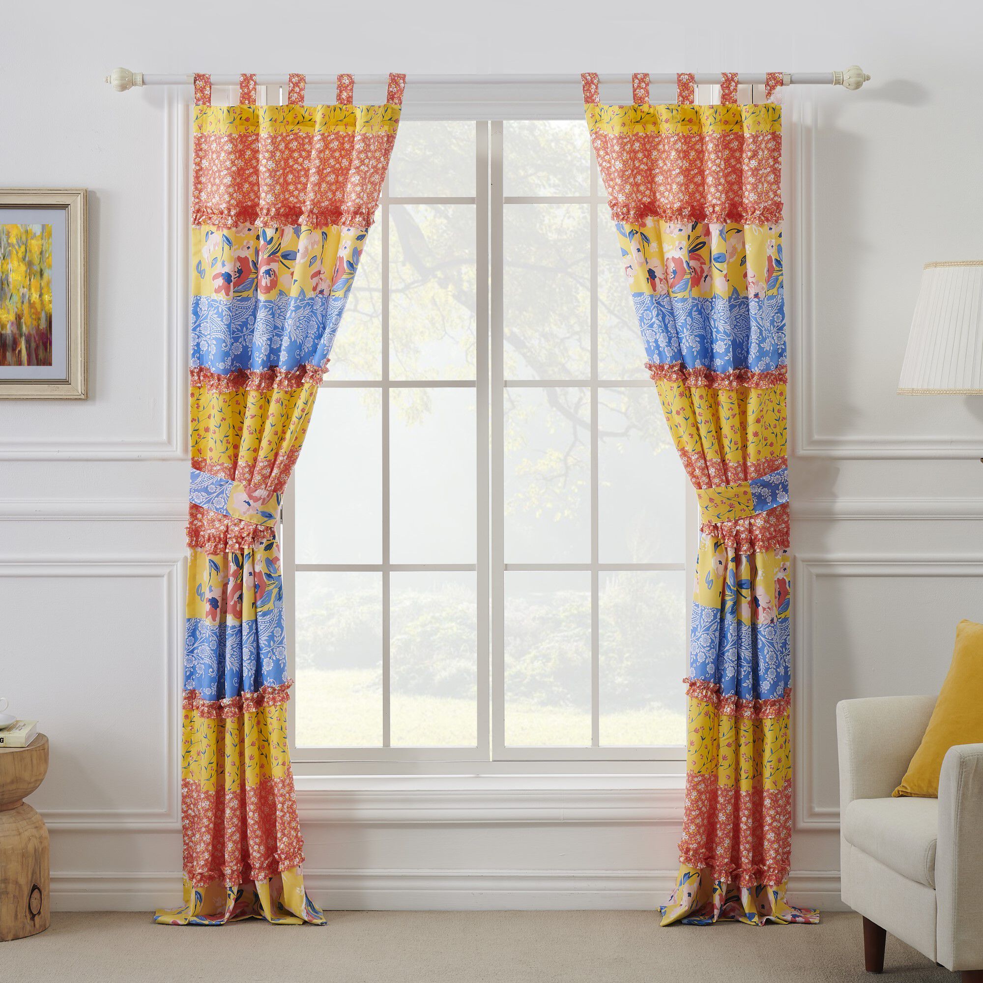 Skylar Window Curtain Panels, Set of 2, 84 inches, CALICO, alternate image number 3