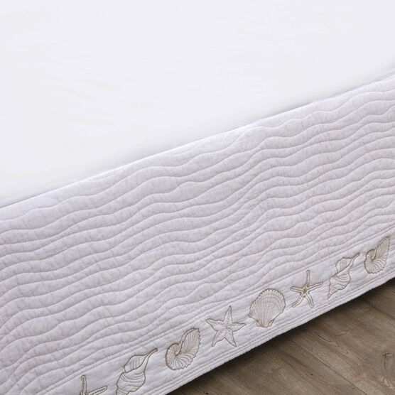 Coastal Seashell White Bed Skirt 18-inch, , alternate image number null