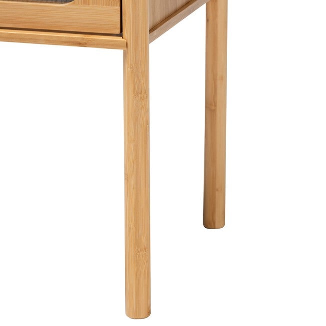 Naresh Mid-Century Modern Transitional Natural Brown Bamboo Wood 1-Drawer End Table, , alternate image number null