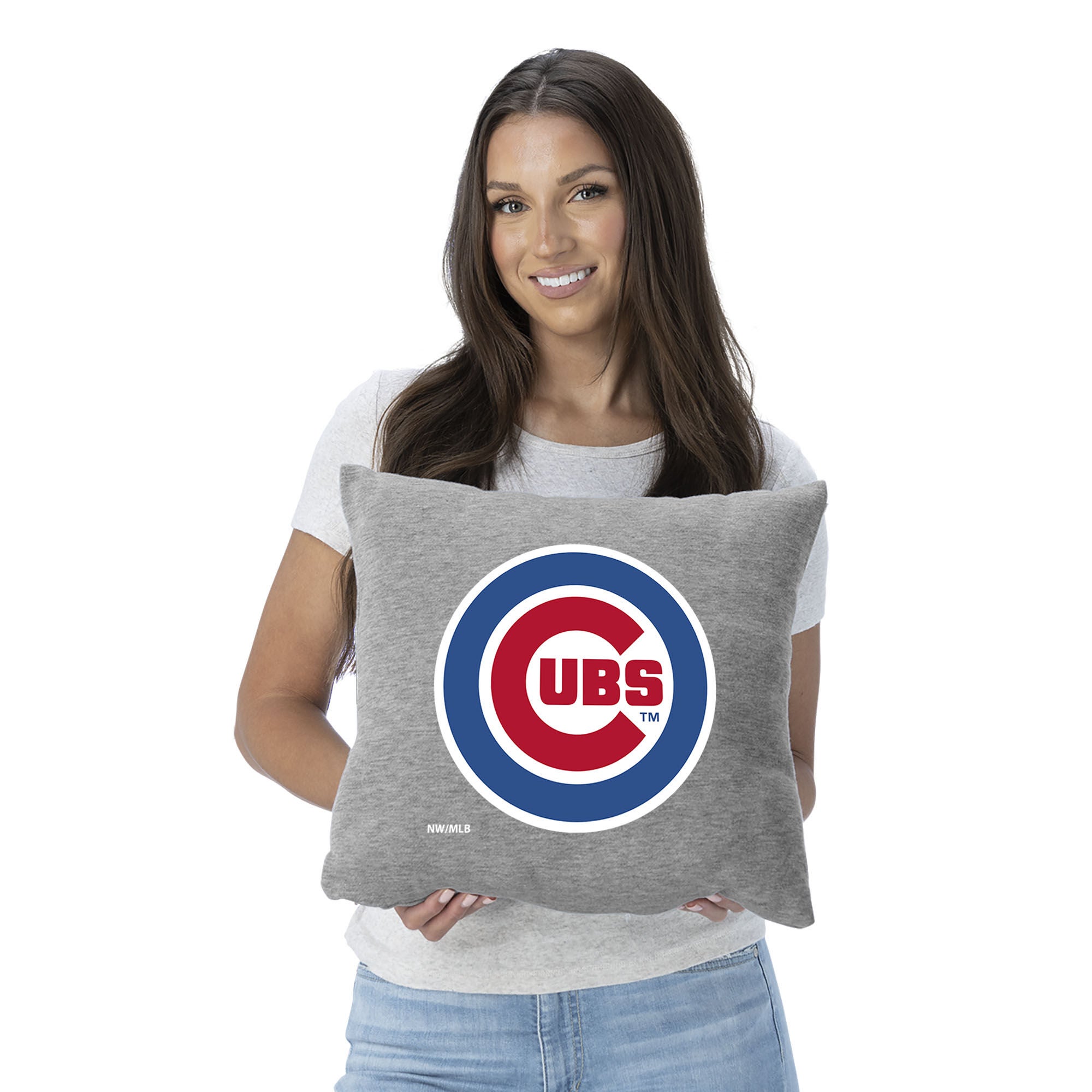 Chicago Cubs MLB Primary Sweatshirt PIllow 16 Inches, GRAY, on-hover image number 1