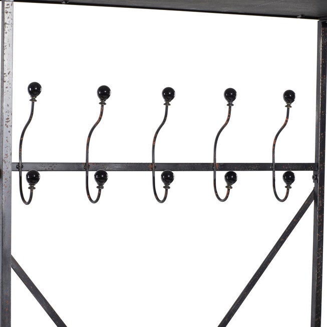 Industrial Rectangular Brown Wood and Metal Multi-Tiered Clothing Rack, 72 inchesH x 44 inchesL x 17 inchesW, , alternate image number 8
