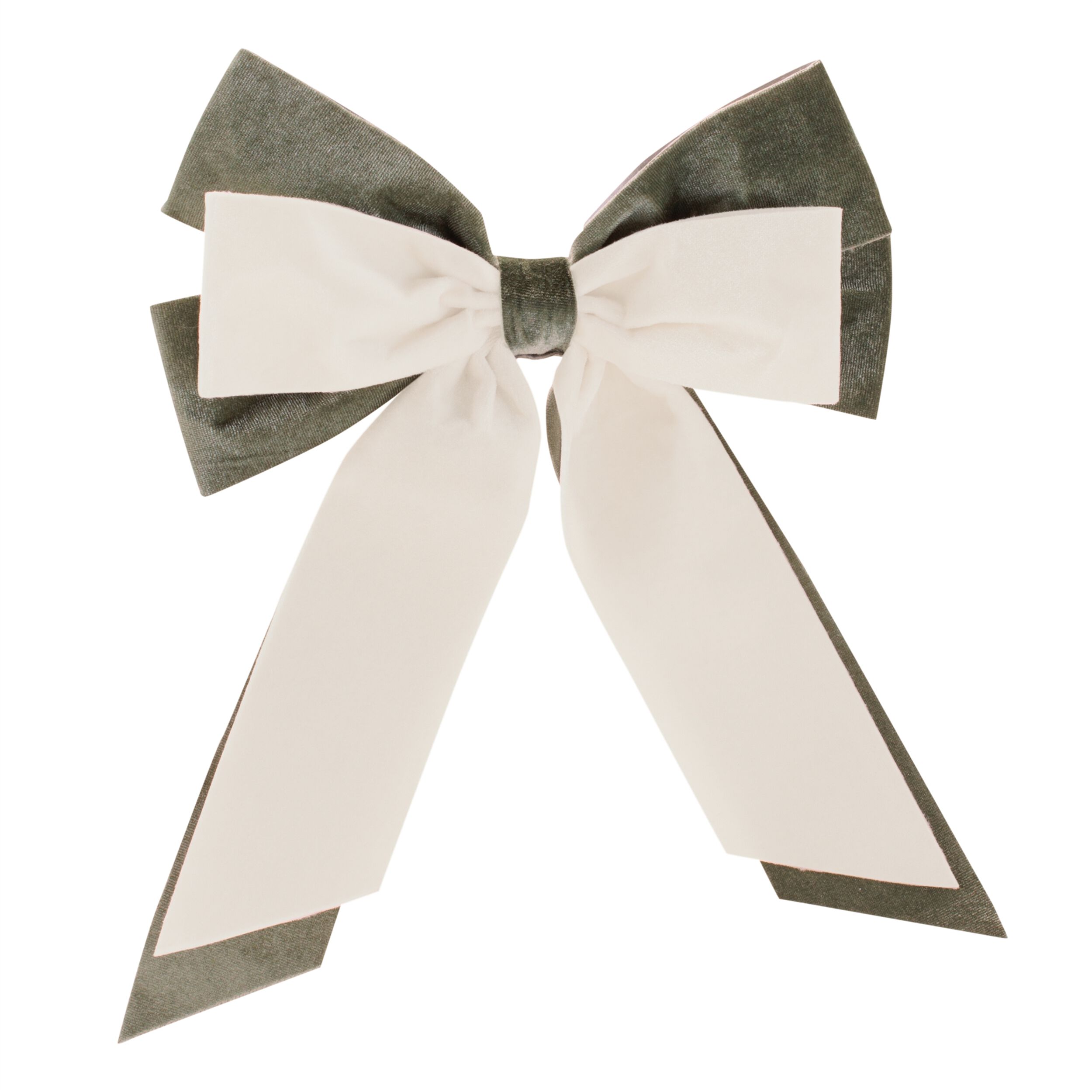 Double Bow Ornament (Set of 2), GREEN CREAM, hi-res image number 0