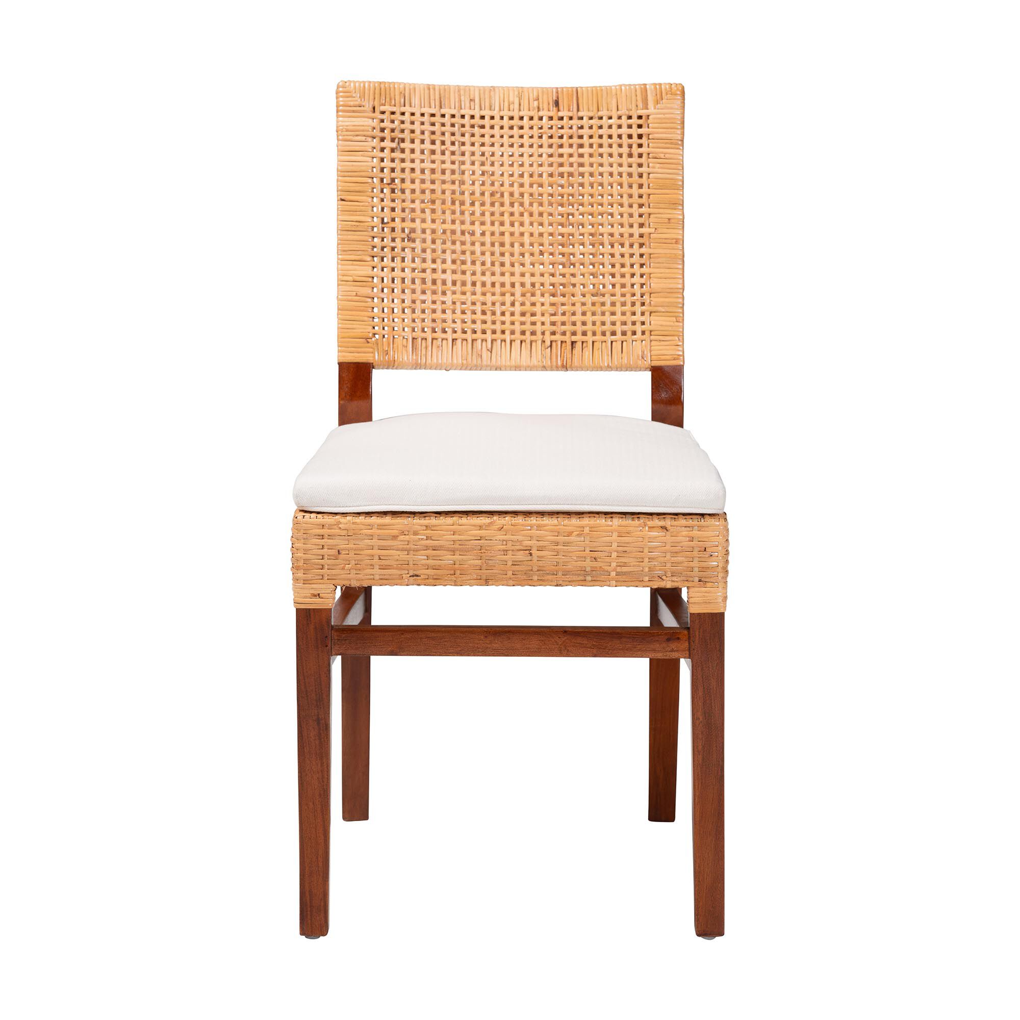 Lesia Natural Rattan Dining Chair with Cushion, BROWN, alternate image number 2