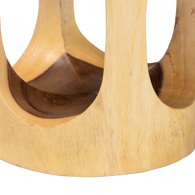 Kaseko Hand-carved Suar Wood Side Table, NATURAL BROWN, alternate image number 4