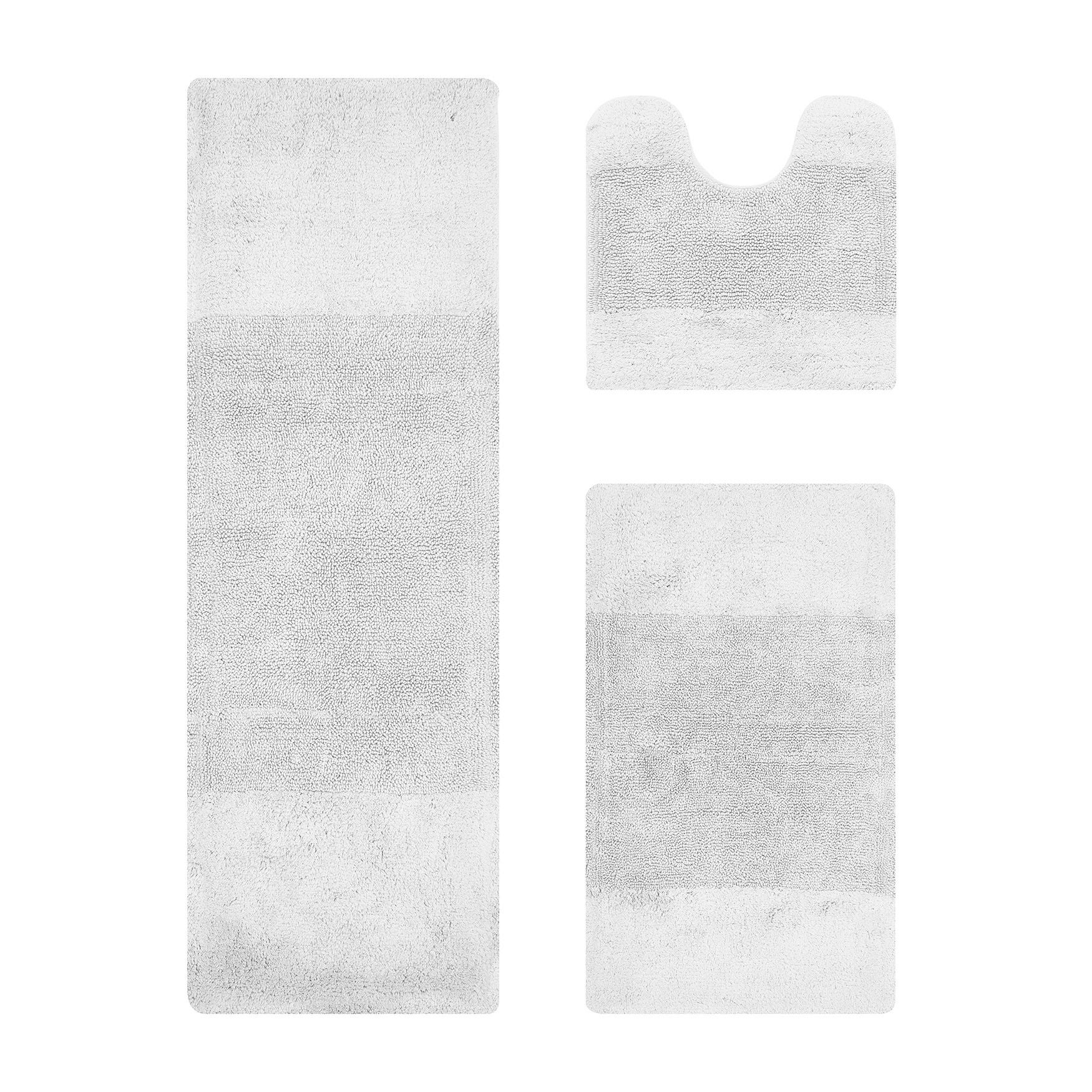 Granada Collection 100% Cotton 3 Piece (20 inches X 20 inches | 21 inches X 34 inches | 20 inches X 60 inches) Bath Rug Set, WHITE, hi-res image number 0