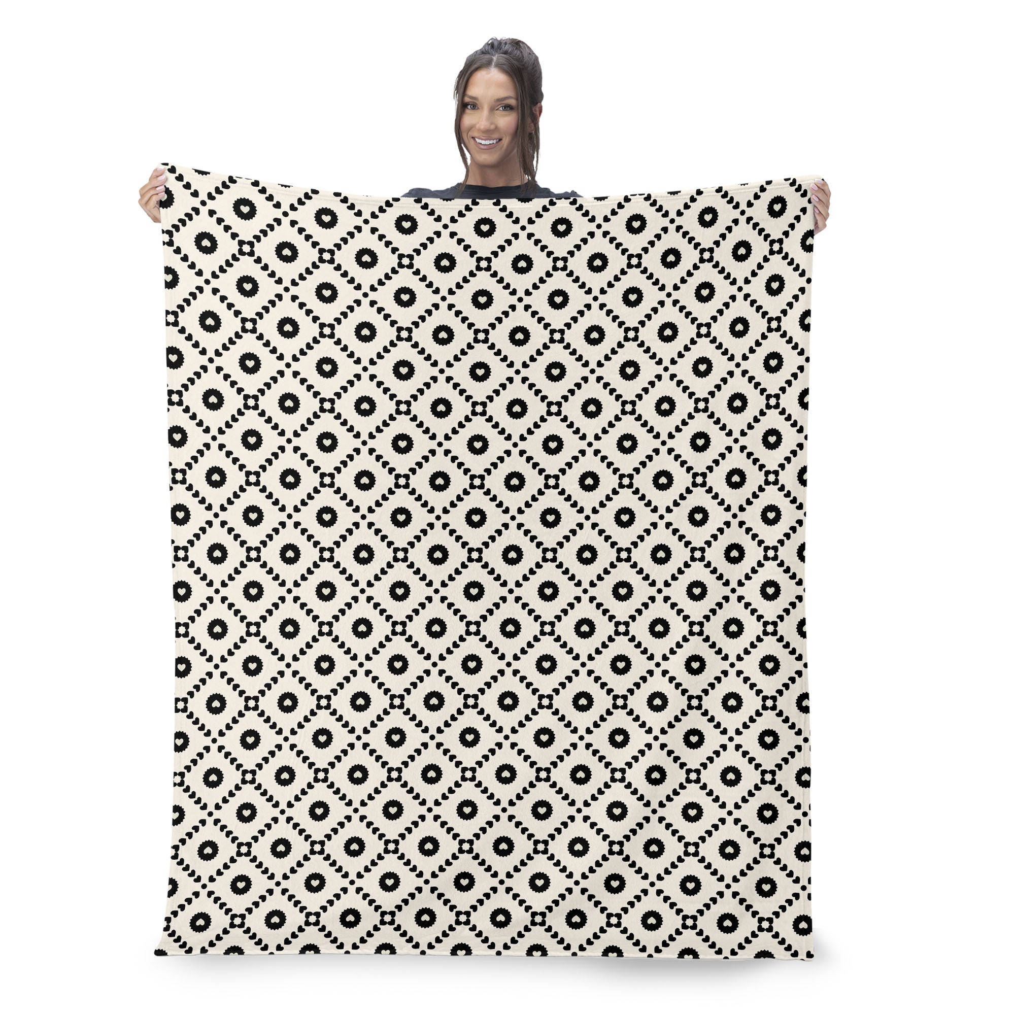 Valentine's Day Black Hearts Silk Touch Throw Blanket 50x60 Inches, BLACK, on-hover image number 1